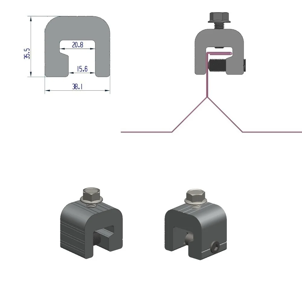aluminum solar standing seam roof clamp solar clips seam roof