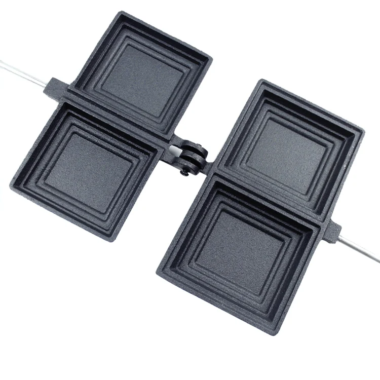 Double cast iron square Campfire Pan pie iron camp sandwich maker pie cooker