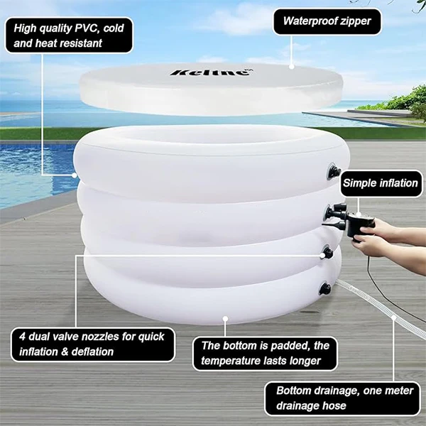 105Gal Portable Ice Bath Tub for Athletes With Zipper Cover Inflatable Cold Plunge Tub Cold Water Therapy Ice Barrel Plunge