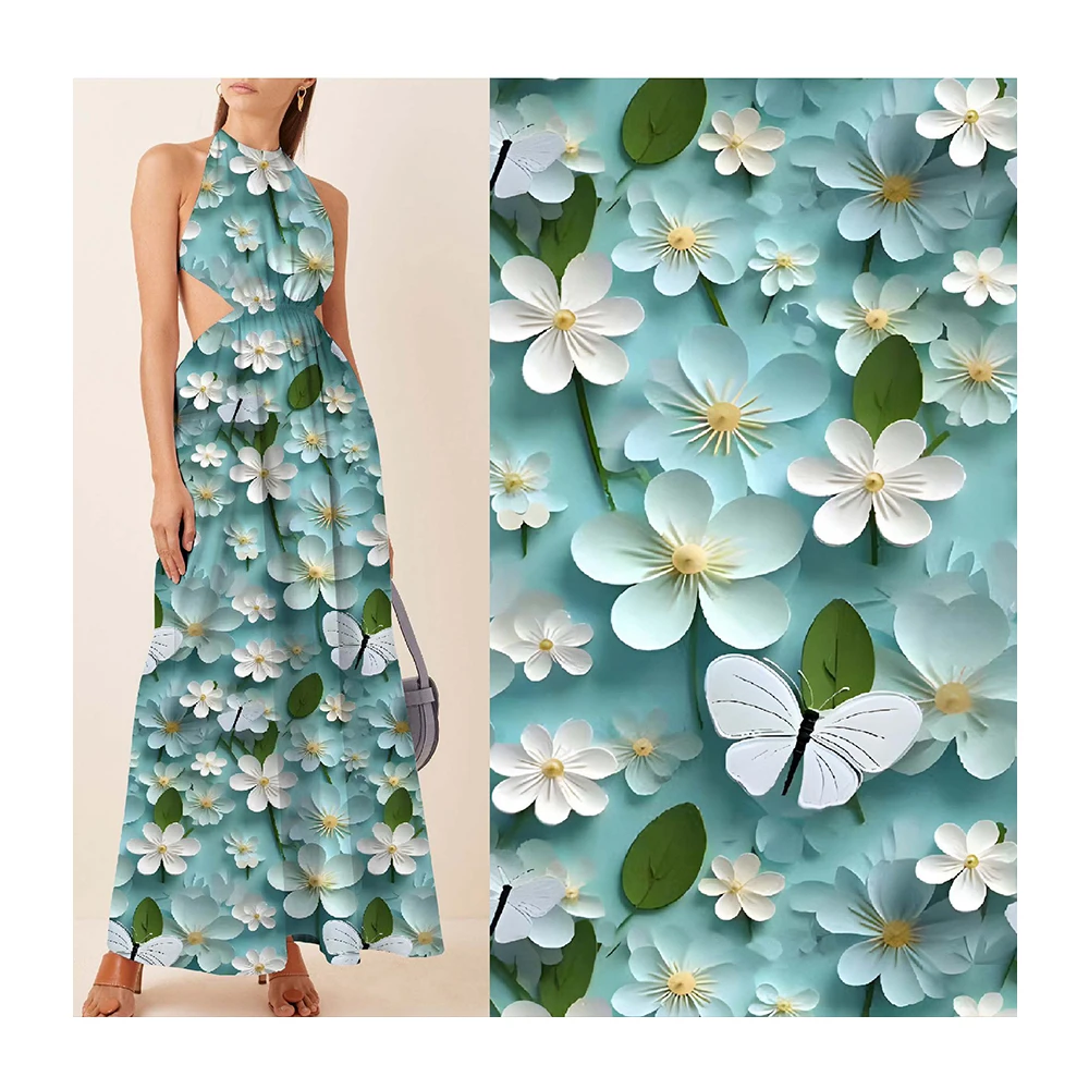 5D print rayon challis fabric custom floral woven kain rayon digital printed spun rayon fabric 100% viscose fabric