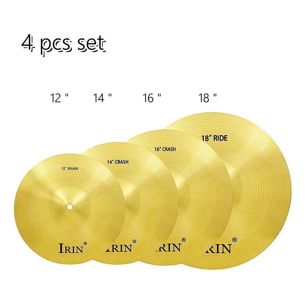 JELO AY-ZH149 4 PCS Drum Gong Cymbals Set 12/14/16/18 Inch Percussion Instruments Parts Accessories Hi-Hat Flute Drum Cymbals