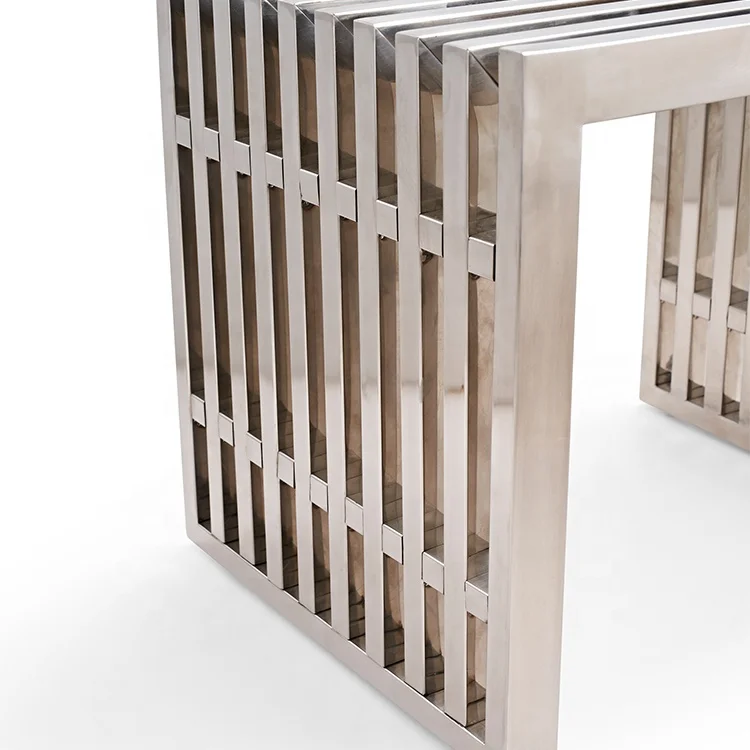 Wholesale Price Modern Minimalist Stainless Long Bench For Living Room Reception Mall Hotel Home Bedroom Furniture For Sale