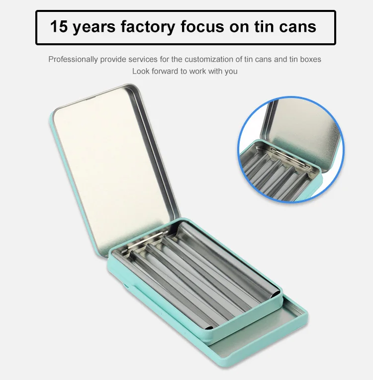 Oem Custom Printed Rectangle Child Resistant Food Tin Slide Box Mini Mint Empty Food Sliding Tin