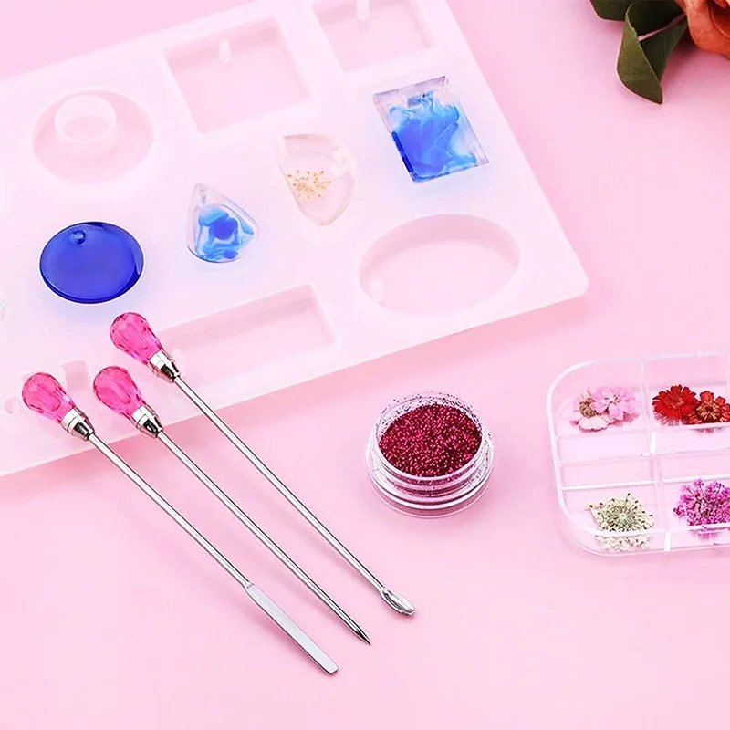 11 Pcs Silicone Resin Mold Tools Set Stirring Needle Spoon Tool Tweezers Precision Kit for Resin Art Crafts