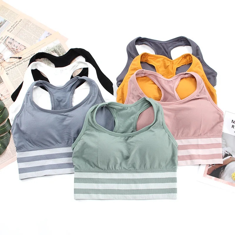 Fall New Style Sports Bra Seamless Tight Removable Cup Fitness Sports Young Girl Yoga Crop Top