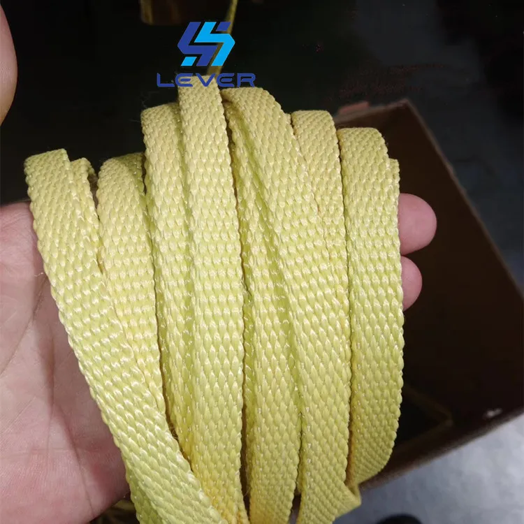Heat Fire Resistant Flat Aramid Fiber Customized Braided Kevlar Ropes tempered glass machine roller rope