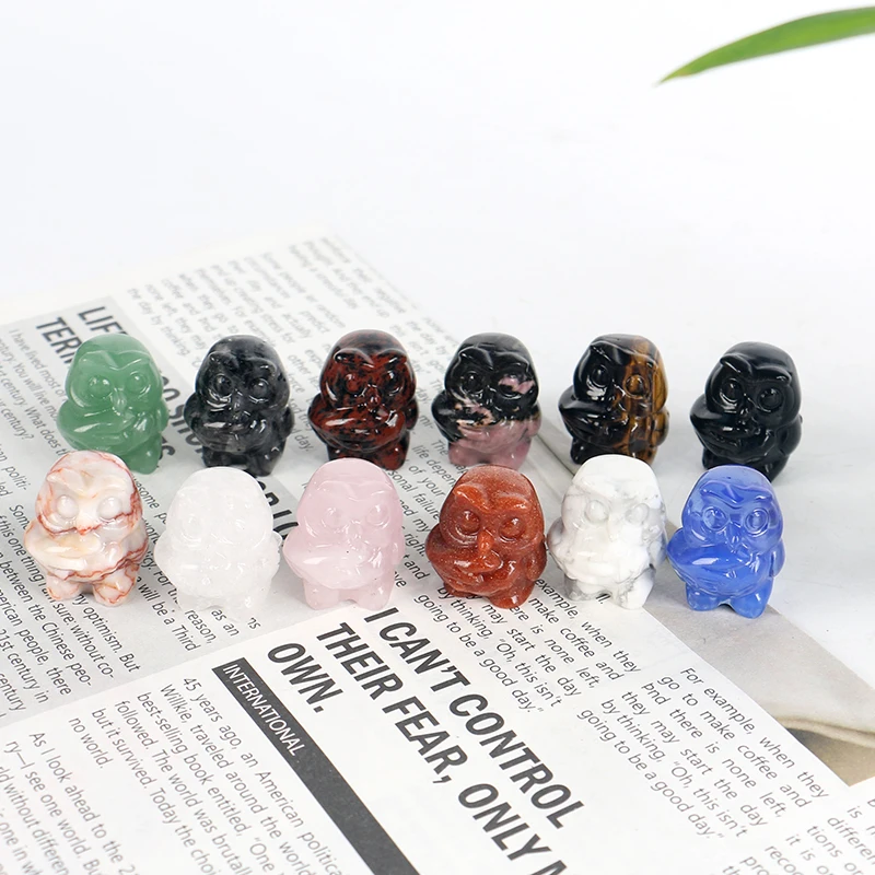 Wholesale Natural Hand Made crystal Stone Carving Mini Crystal Animal Owls For Home Decoration