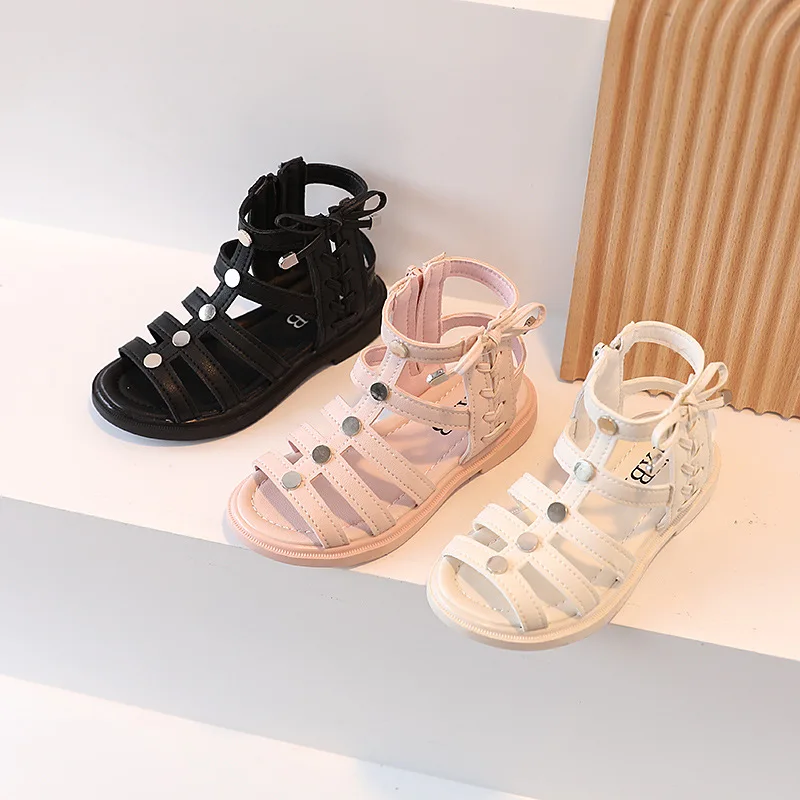 Nian OEM Zapatos De New Fashion Trendy White Rubber Children Shoes For Girls With Heels