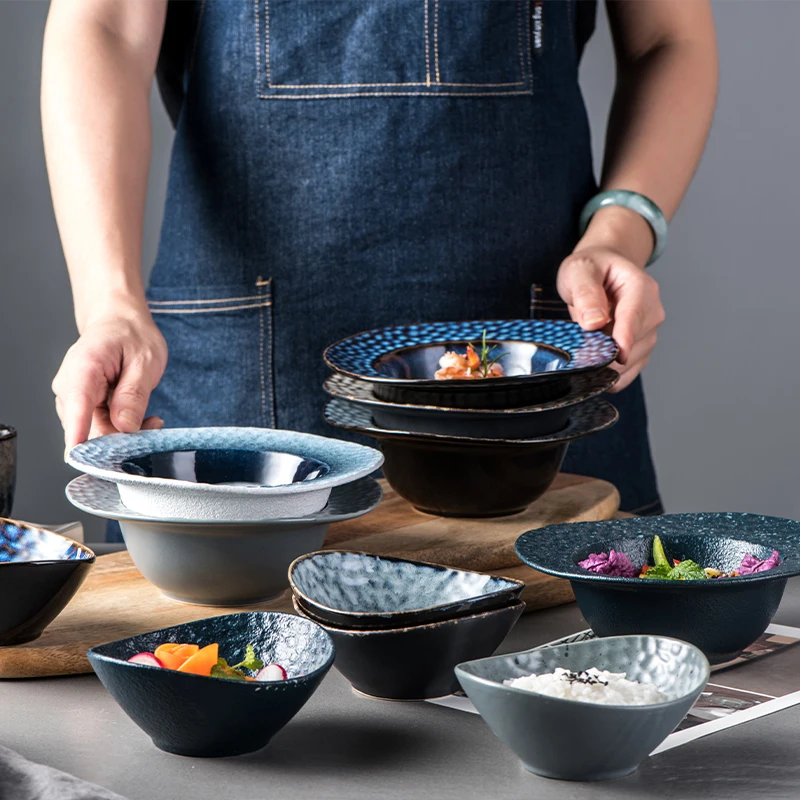 Elegant Geometric Embossed Stoneware Honeycomb Pattern Table Home Decor Ceramic Peacock Bowl Wide Rim Bowls Jewelry Dish