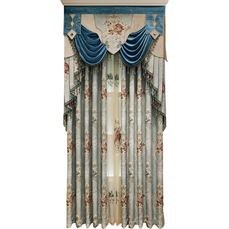 2022 high grade window popular jacquard embossed flower high embroidery fabric blackout luxury curtains for the living room