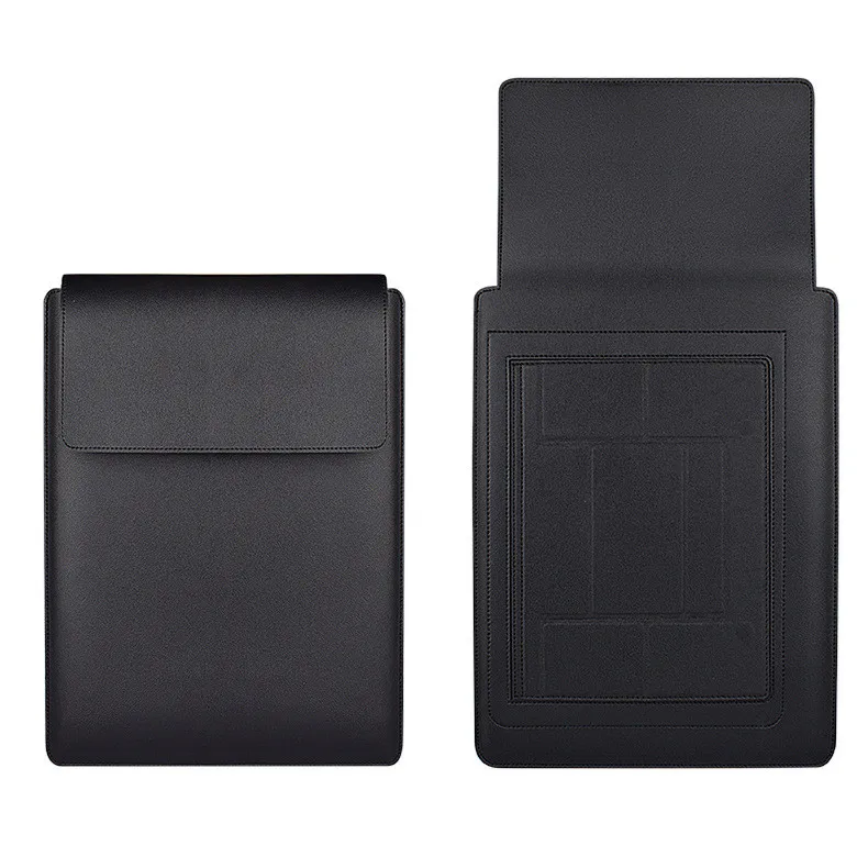Wholesale Supply Fashion Style Stand Leather Case Sleeve for 15 inch Laptop 2 in 1 Bracket+Bag for 13.3 14.1 Notebook
