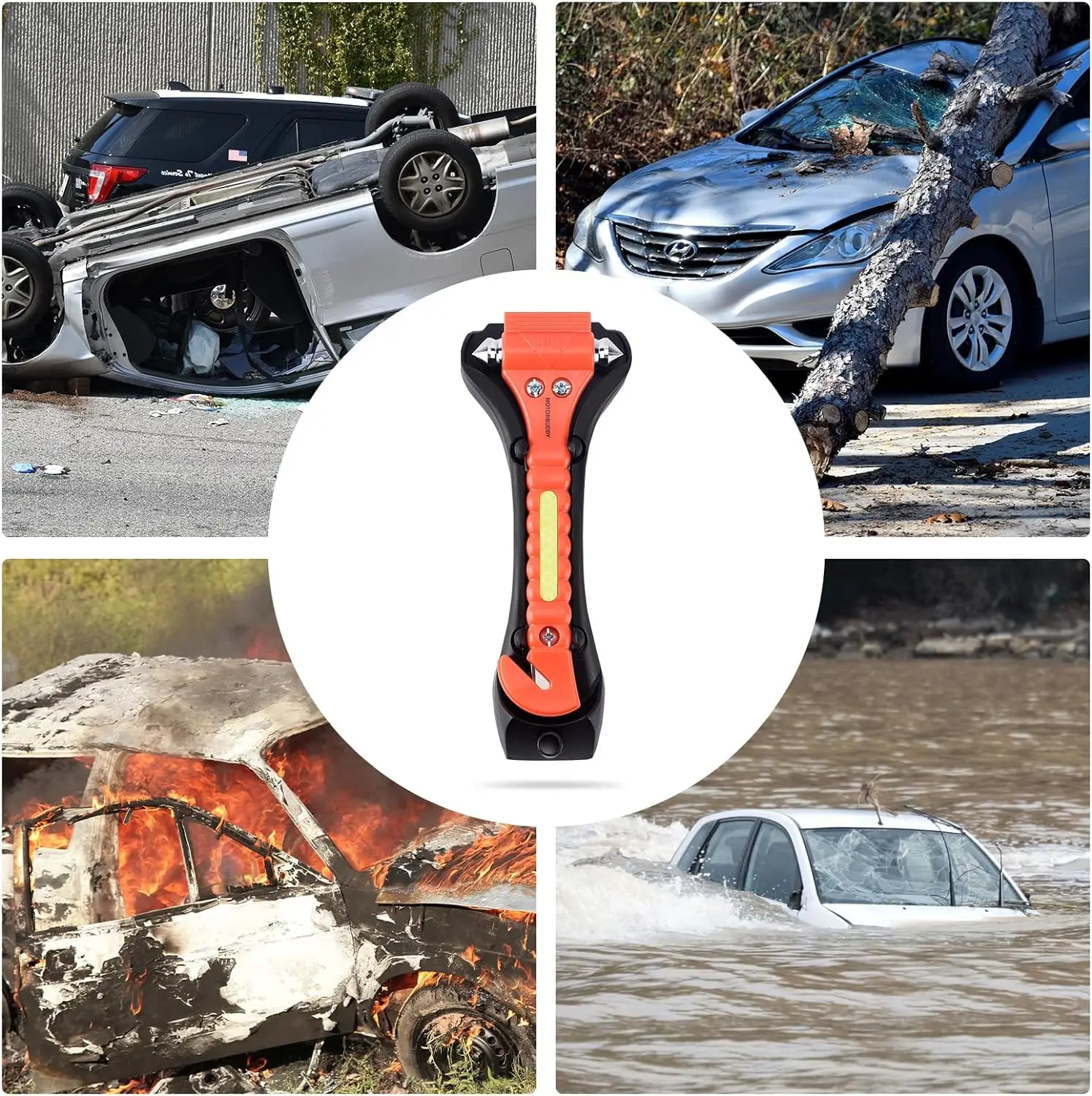 2-in-1 Emergency Glass Hammer Window Punch Seatbelt Cutter Life Rescue Tools Kit