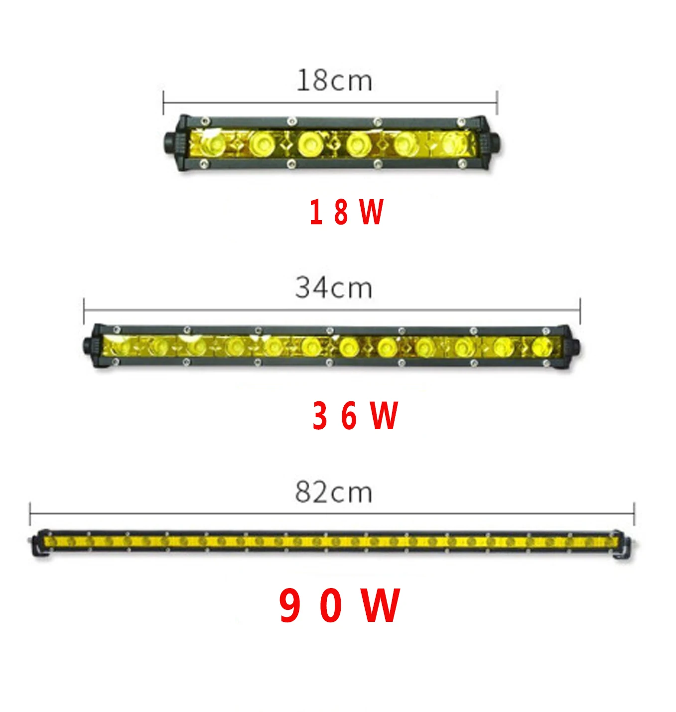 Off Road 4X4 Yellow 18W 36W 90W 7 inch 12 inch 32inch Single Row Super Slim Mini Led Light Bar for Motorcycle ATV UTV