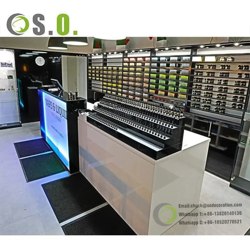 Cigarette Store Cabinet Custom Wooden Tobacco Shop Glass Display Showcase Retail Store Custom Glass Smoke Shop Cabinet