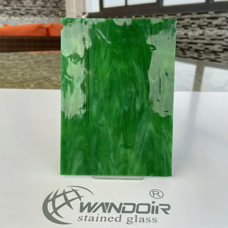 Wall arts Hot selling 3mm green mixed stained glass sheet art decorative tiffany glass