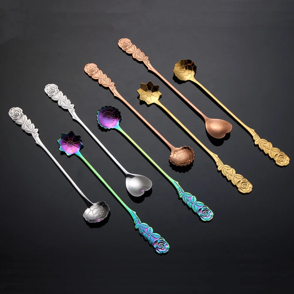 Серебряных изделий оптовая продажа, дешевая цена, оптовая торговля товаров в форме цветка для перемешивания забавные ложки подгонянным логосом уникальный подарок сувенир кофе Десерт sp