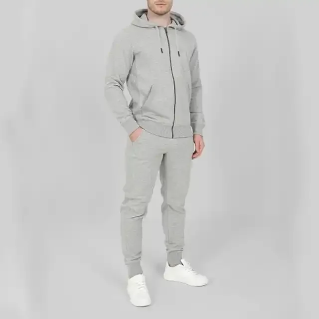 Autumn winter custom blank plain zipper sweatsuit sets polyester jogger sets mens casual 2 ps tracksuits