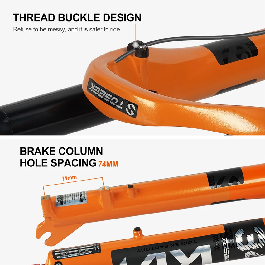 Toseek KN34 Bicycle Front Suspension Fork Manufacturer Black 29er QR Mountain Bike Front Fork