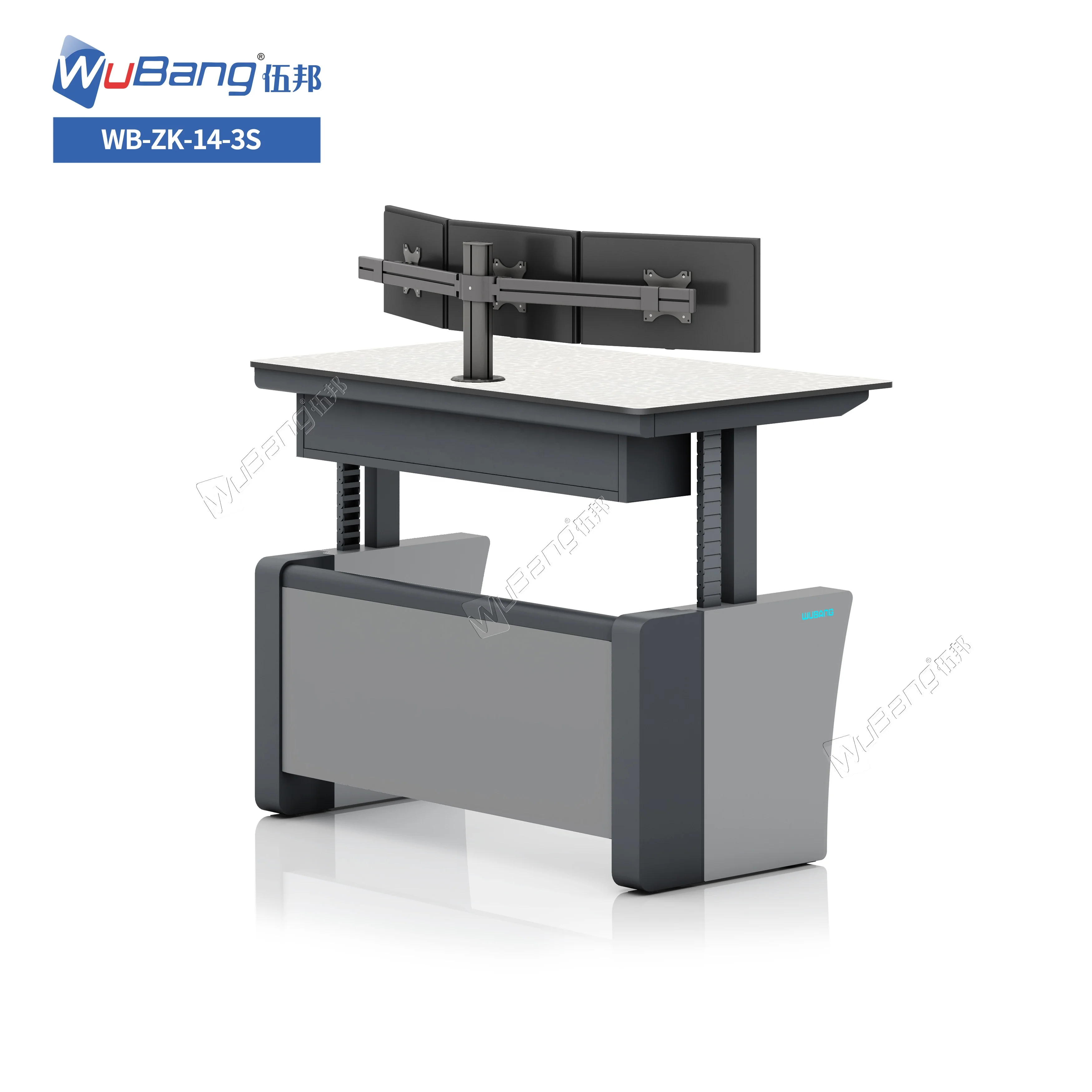 Custom Sit-stand Adjustable Console Desk Traffic Center Command Operation Console With 3 Monitors