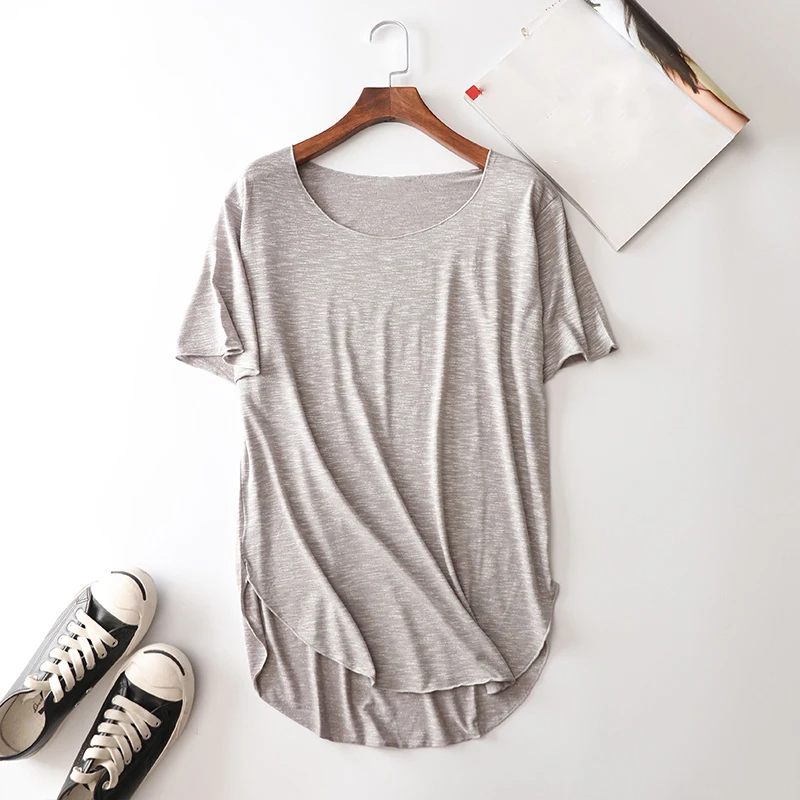 2022 femme bamboo t shirts  summer t shirts for girls tops clothes loose t shirts women cotton casual tshirt
