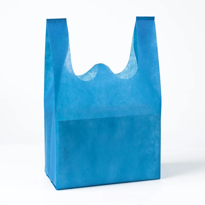 Custom recycle supermarket w cut non woven shopping bag t-shirt non woven bags