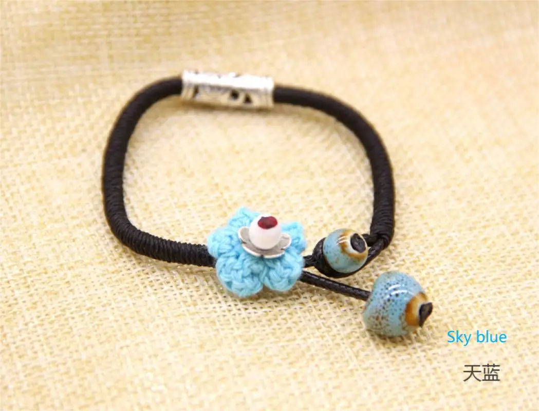 Ethnic Style Love Woven Flower Fashion Bracelet Female elbow ceramic loose bead jewelry wholesale