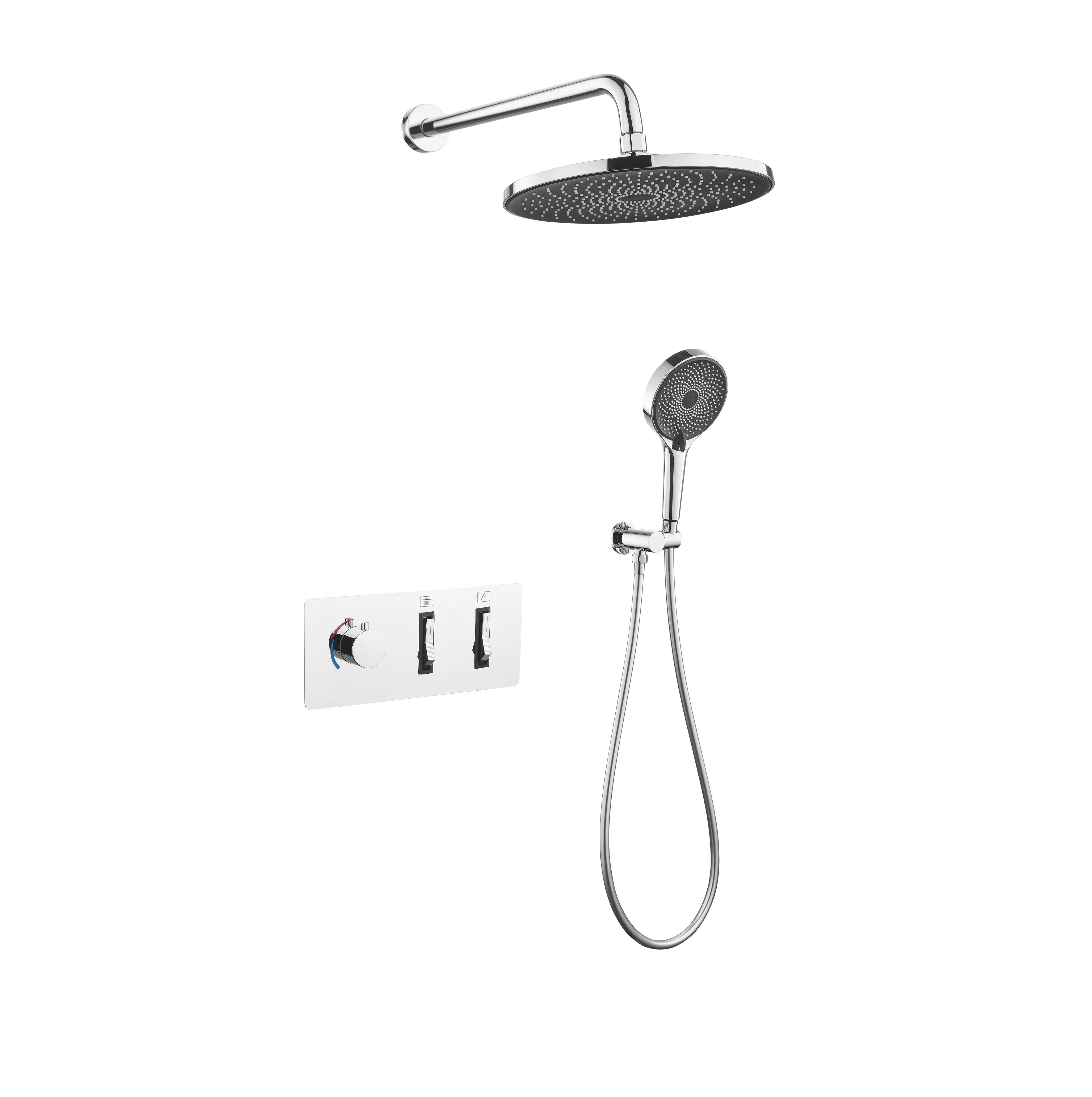 Bath Room Shower Sets High Quality Wall Mounted Regular Piano 2 functions Control Rain Bathroom Shower Set