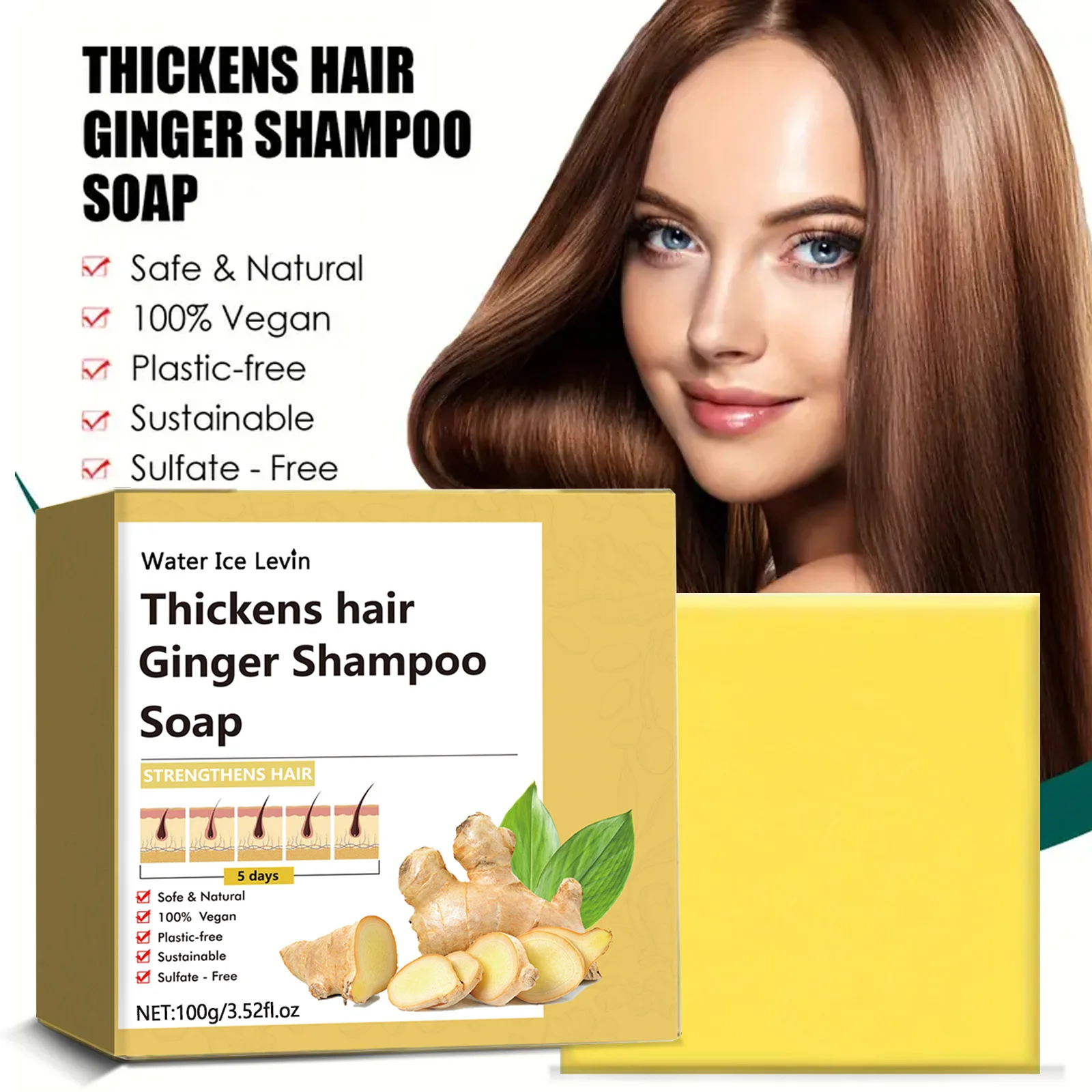 Ginger conditioning shampoo moisturizes split and dry hair making it look thicker (100g)