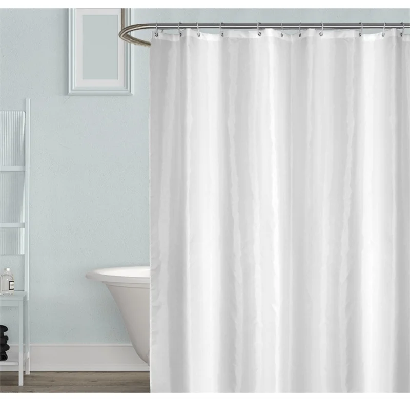 Custom Waterproof Mildew Proof Plain White Washable Shower Curtain For Bathroom