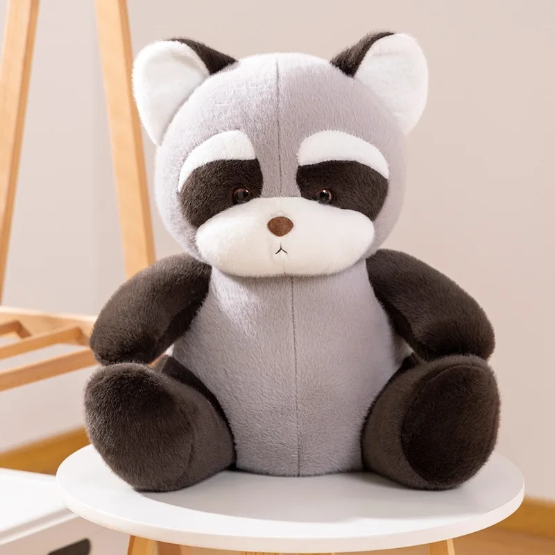 Adorable pet Animal Plush toys sitting position Stuffed Panda raccoon toys Custom super cute animal Plush dolls for kids gifts