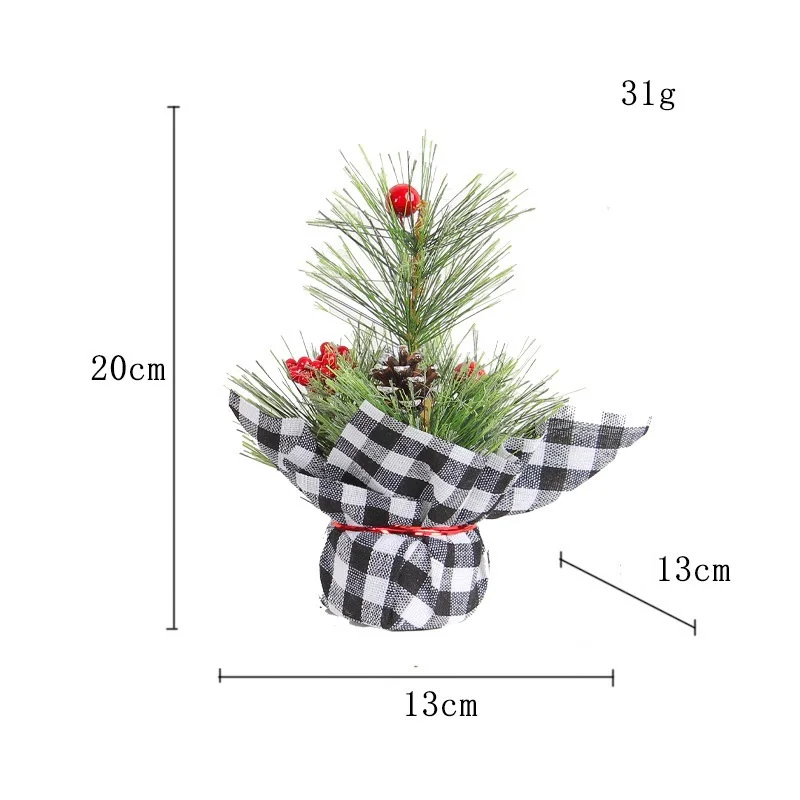 Mini Plaid Christmas Tree Decorations Christmas Simulation Red Fruit Tree Tabletop Decoration Photo Props