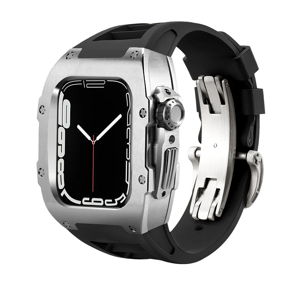 Комплект для часов из нержавеющей стали 316L резиновый корпус Apple Watch Series 8 7 6 SE 5 4 3 44 45