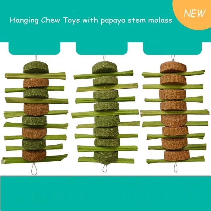 Hay Hanging Heart-Shaped Cake And Bamboo Sticks Treat For Rabbit, Hamsters, Guinea Pigs, Chinchillas & Small Rodents