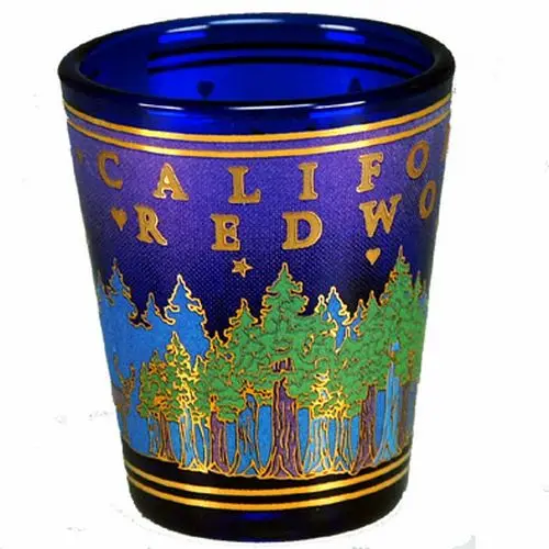 Color shot glass with California Redwoods Starry Night Cobalt Blue Shotglass