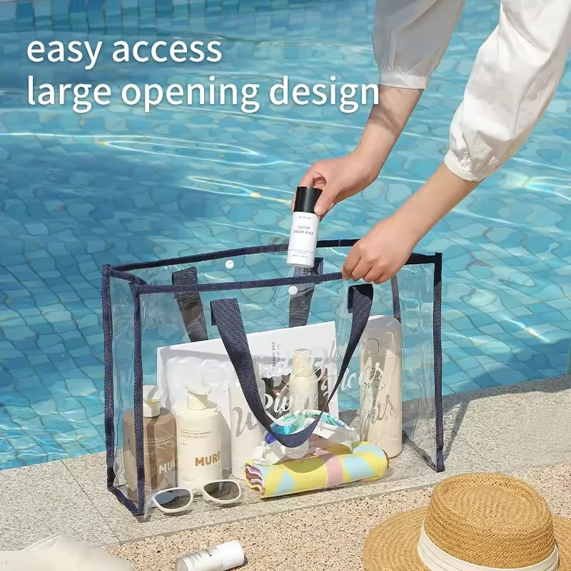 2024 New Waterproof Beach Tote Pool Bags for Women Ladies Large Gym Tote PVC Clear Plastic Hand Storage Bag Shopping Bag