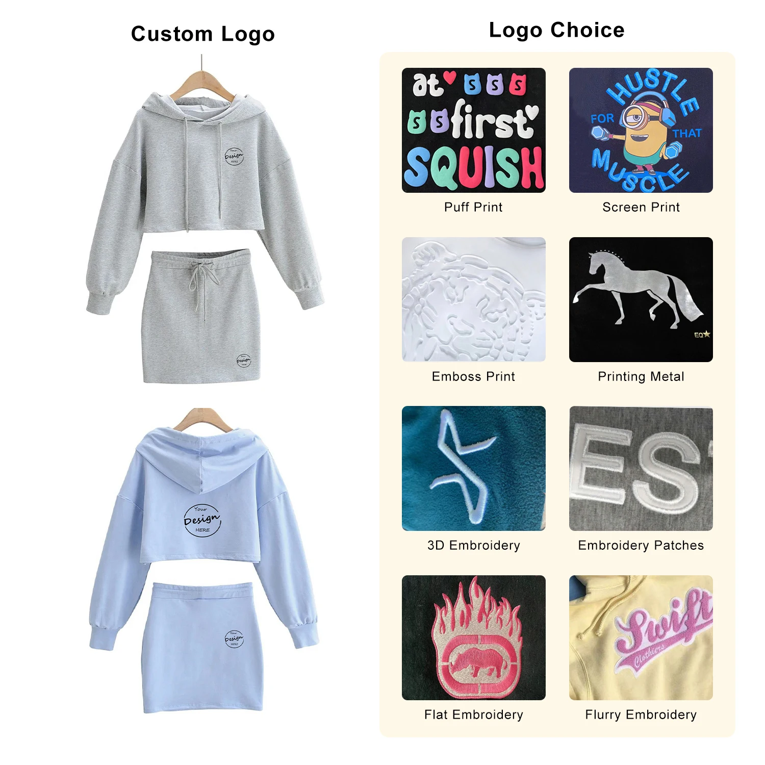 Spring Fashion Long Sleeve Crop Top Hoodie And Mini Skirts Set Two Piece Skirt Sets Women Outfits Casual Solid Color Dress Set