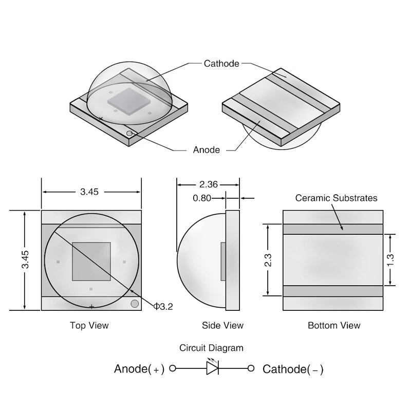 3W 3535 SMD LED 620-630nm Deep Red LED 1W High Power LED 3W LED Chip For Car LED Chip Red