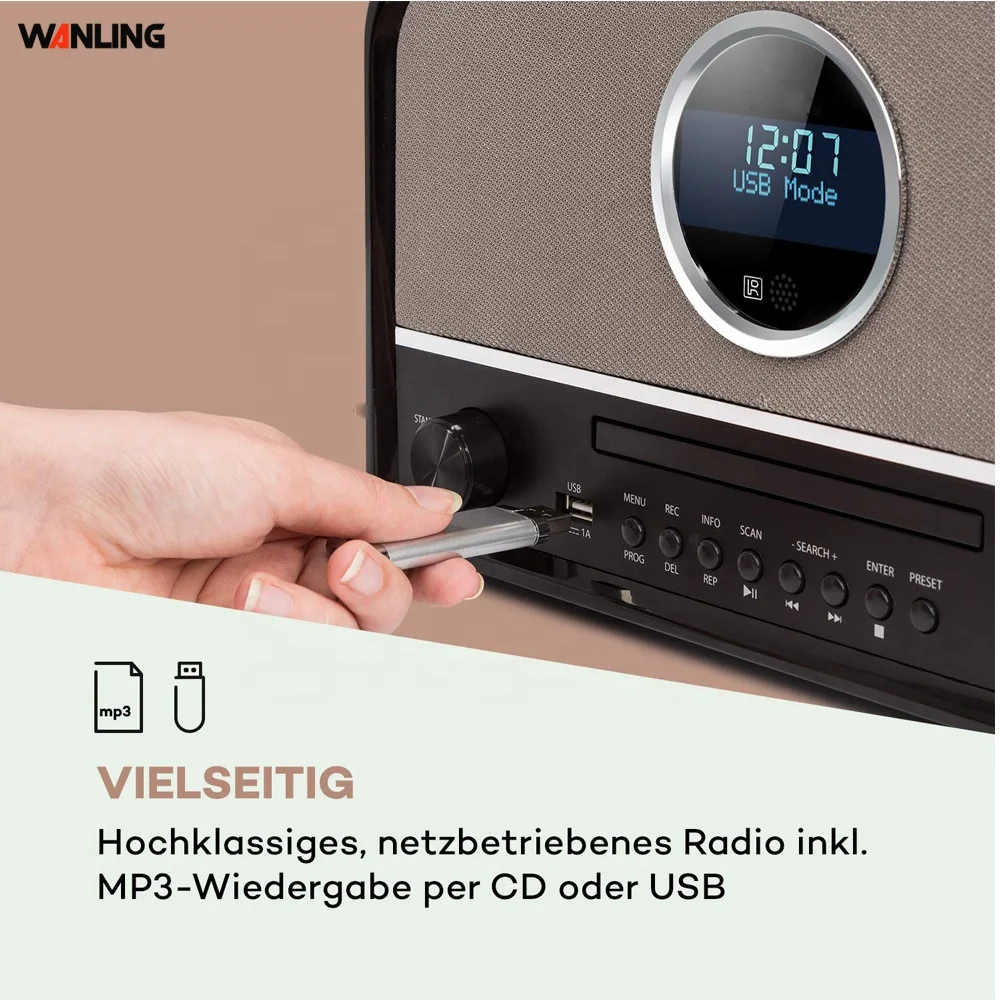  Многофункциональный античный bt плеер с дистанционным управлением радио DAB FM-радио