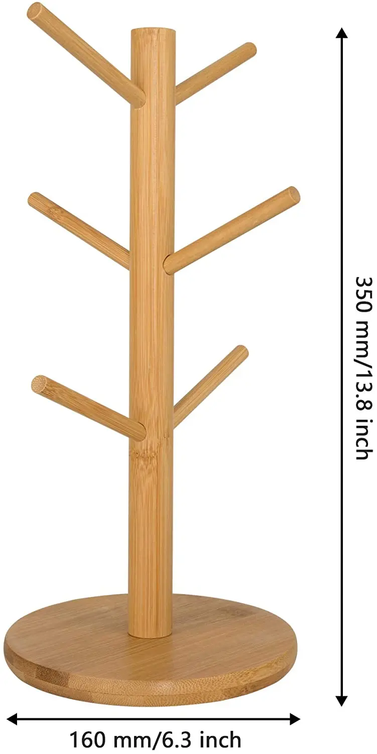 Eco Friendly Creative Organic Wood Tea Coffee Mug Rack Tree Bamboo Cup Holder mug holder