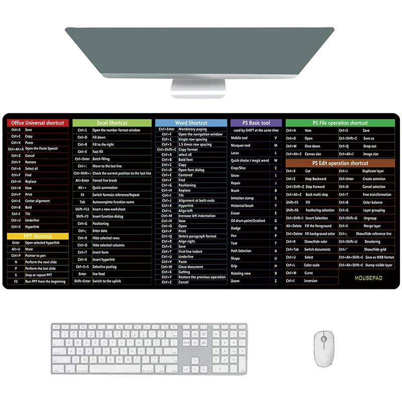 Personalized Custom Printed Mousepad Excel Cheat Sheet Shortcut Formula Mouse Pads