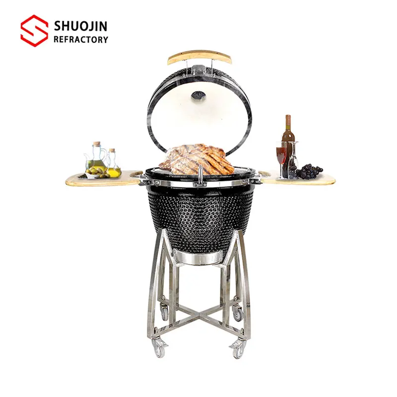 Indoor/Outdoor Multifunctional Ceramic Kamado Grill Smoker Oven Built-in Multifunctional Ceramic BBQ for Garden & Outdoor BBQ