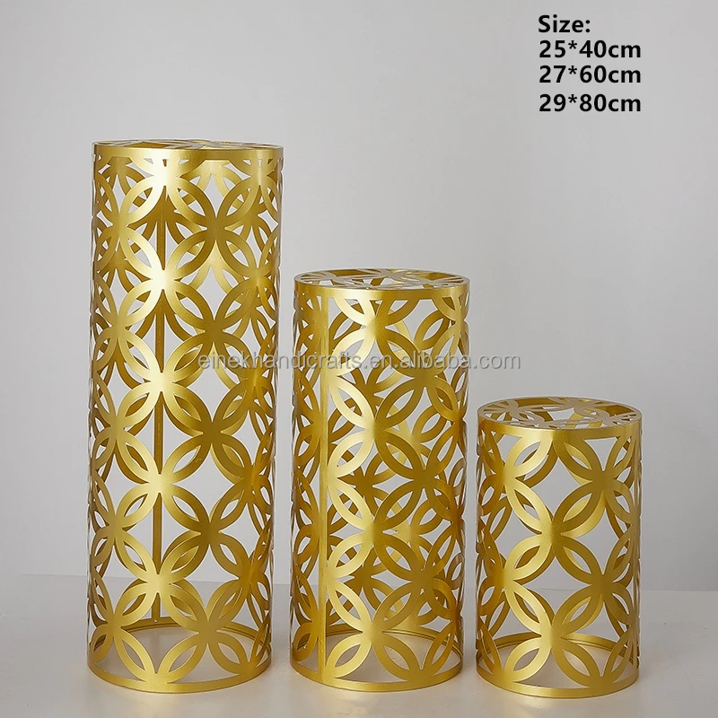 Wedding Party Dessert Table Stand Plinths Backdrop Props Decoration Dessert Golden Cake Stand Flower Pedestal Metal Gold Plinth