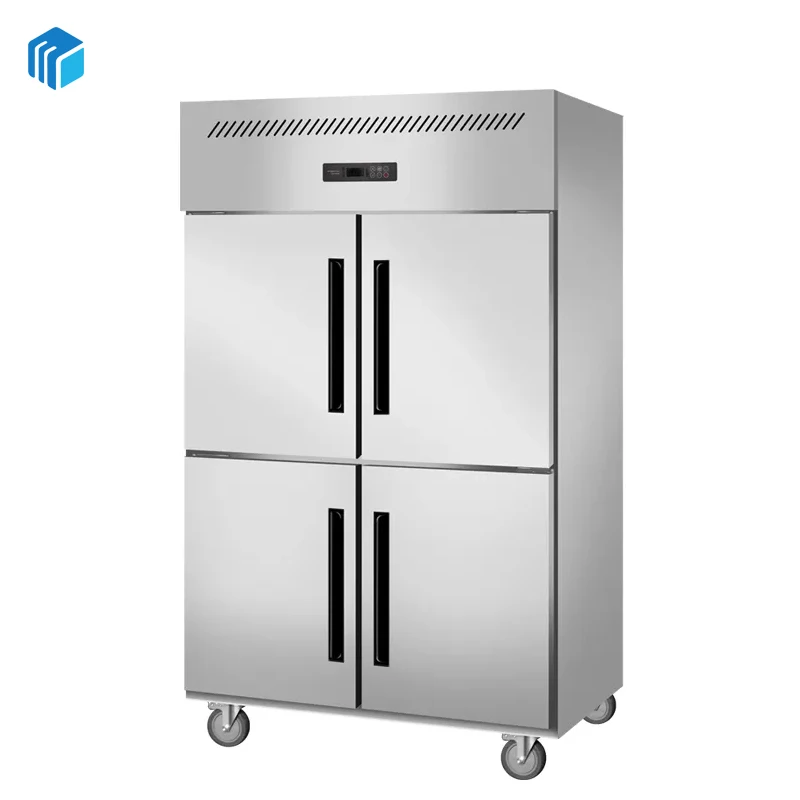 Kitchen Four Doors Standing Freezer Fridge Restaurant 900L Stand Up Cooler Refrigerator
