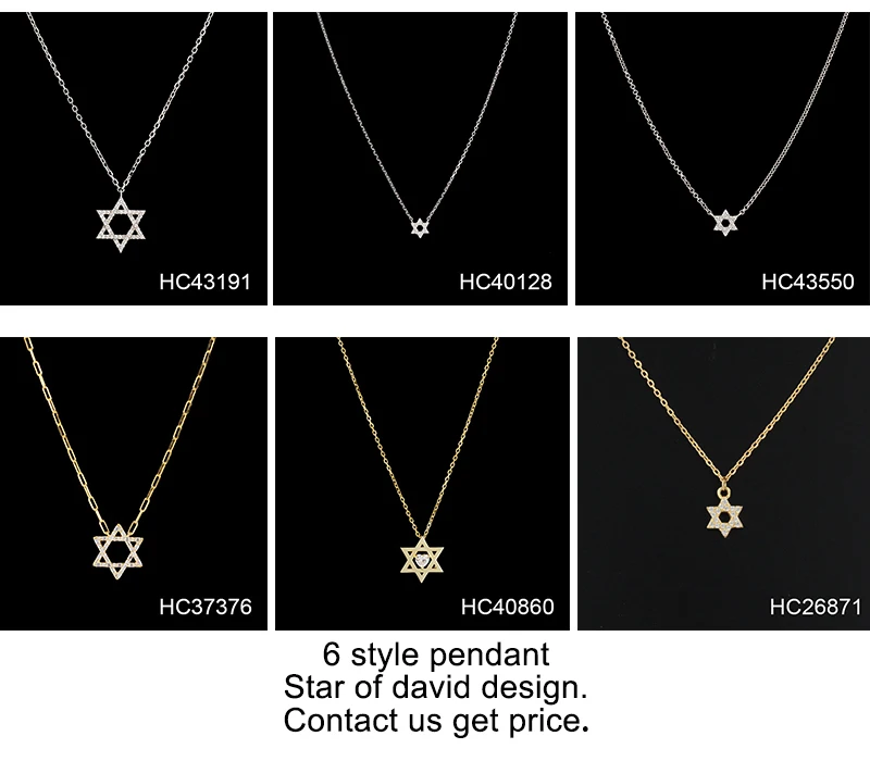 925 Sterling Silver Jewellery 14K Gold Rose Plated Jewelry Zircon Israel Charm Pendant Star of David Necklace