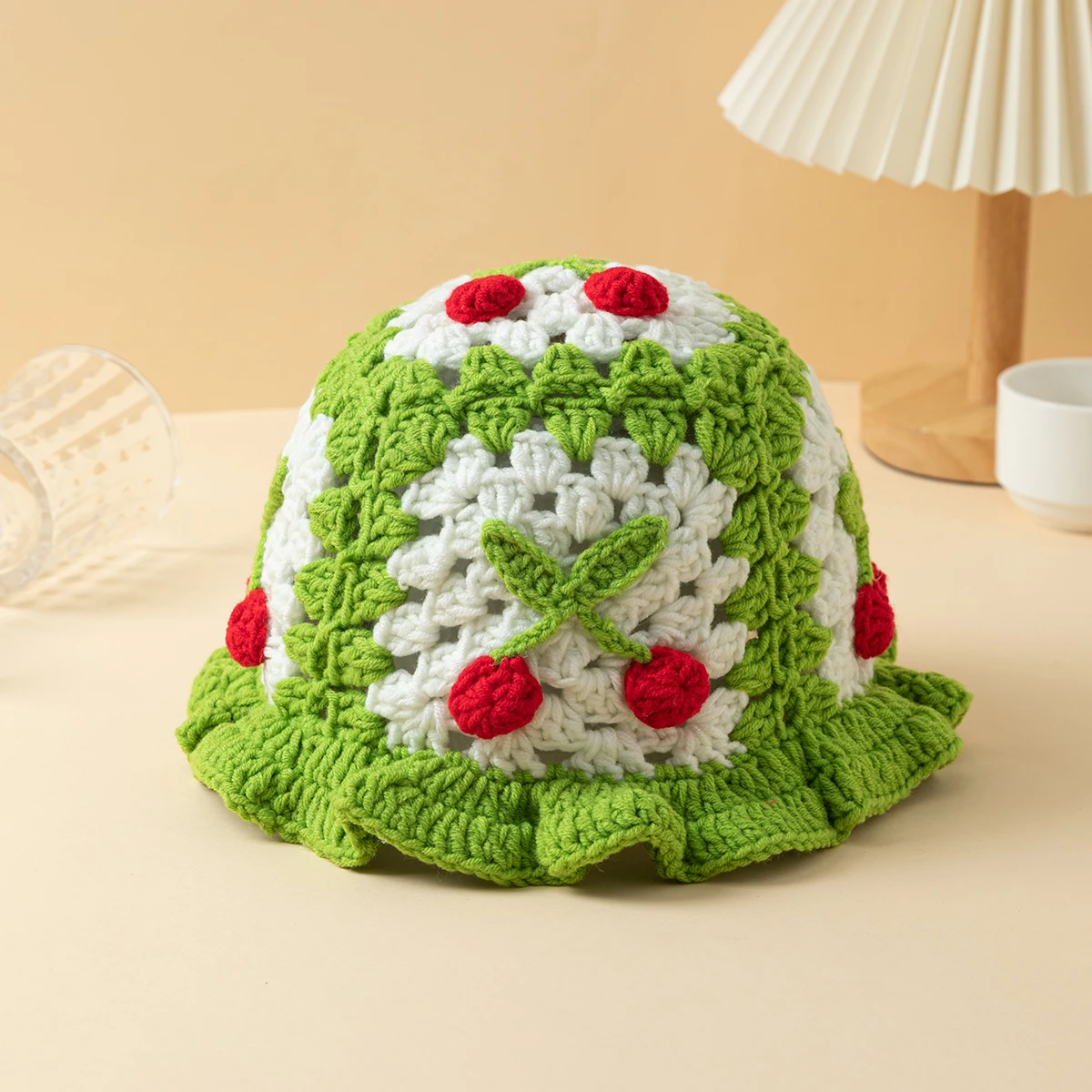 Factory Direct Sale sweet Fashionable Pattern Cap Fabric knitted bucket hat