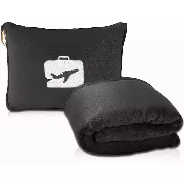Luxury Soft And Foldable Easy Carry Custom Logo 2 In 1 Pillow travel blanket and pillow