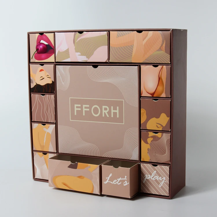 elegant luxury design high level christmas custom logo gift 14 day chocolate advent calendar cardboard paper package boxes