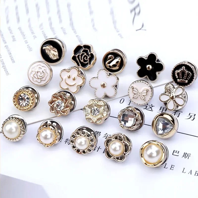 New Designs Assorted Instant Buttons No Sew Mini Enamel Pins Safety Jean Buttons Pins Cover Brooches For Women Shirt
