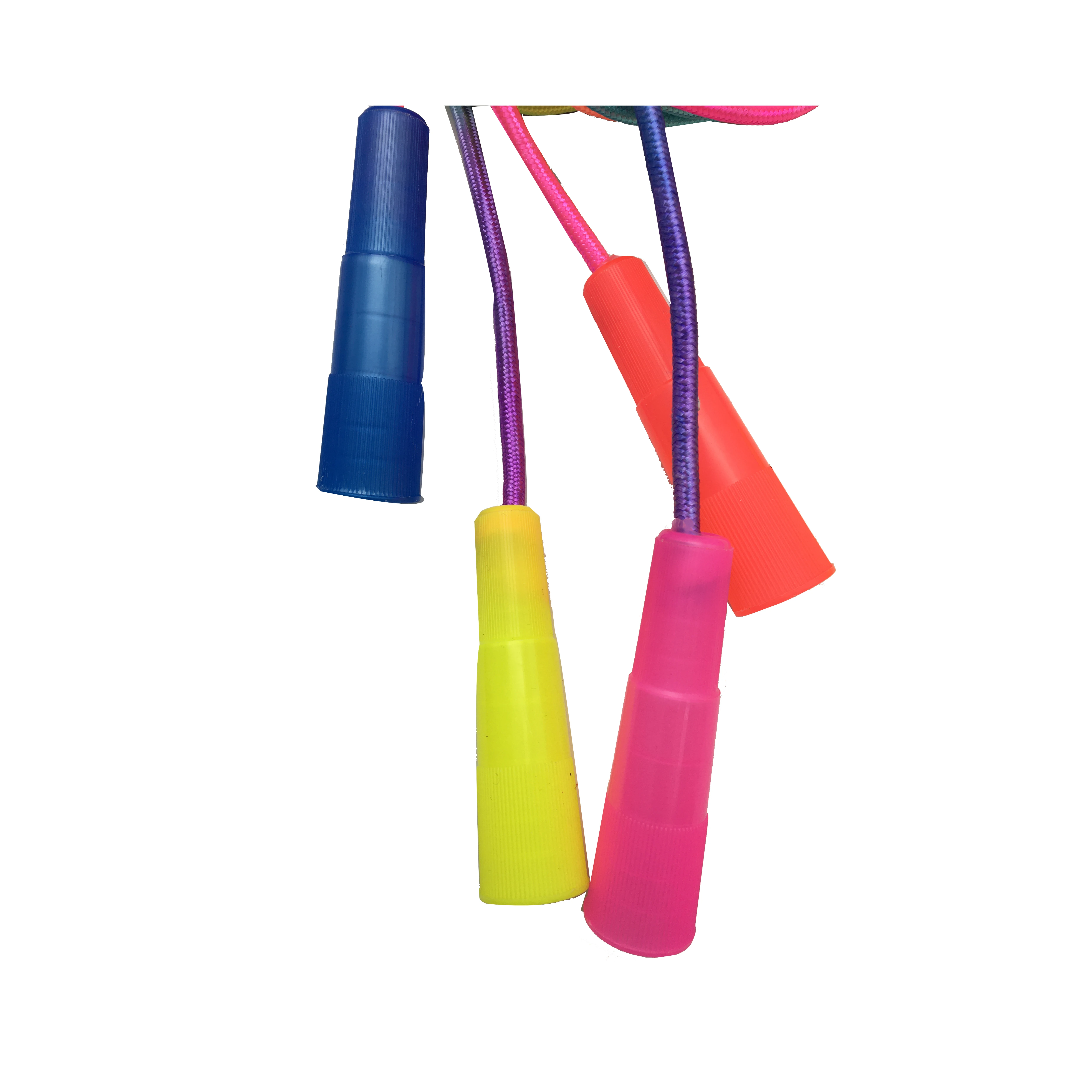 C09201 Adjustable Toddler nylon Skipping Rope Plastic Handle Rainbow Jumping Rope for Girls Outdoor Fun, School Sport, Party