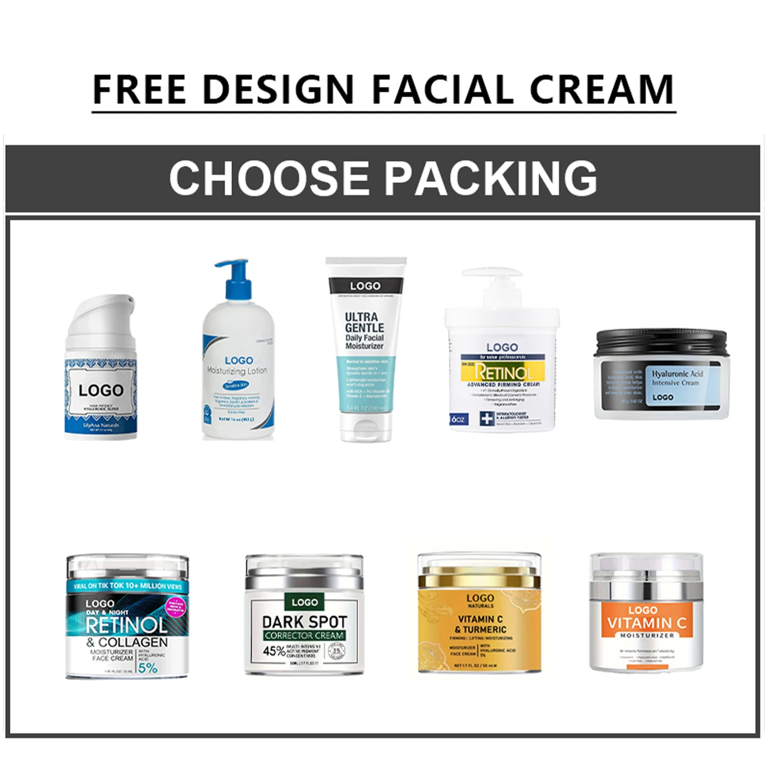 korean 5% hyaluronic acid retinol collagen anti aging face skin care whitening facial cream lotion Moisturizer for glowing skin